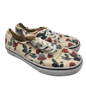 Vans Authentic Roses Womens Size 7 Beige Red Floral Sneakers Rose Print Sample